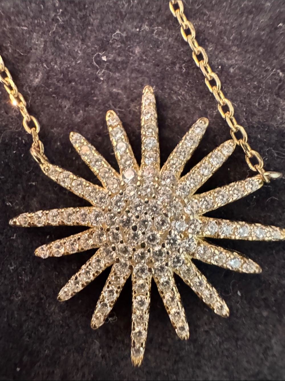 Gold plated sterling silver Starburst Necklace